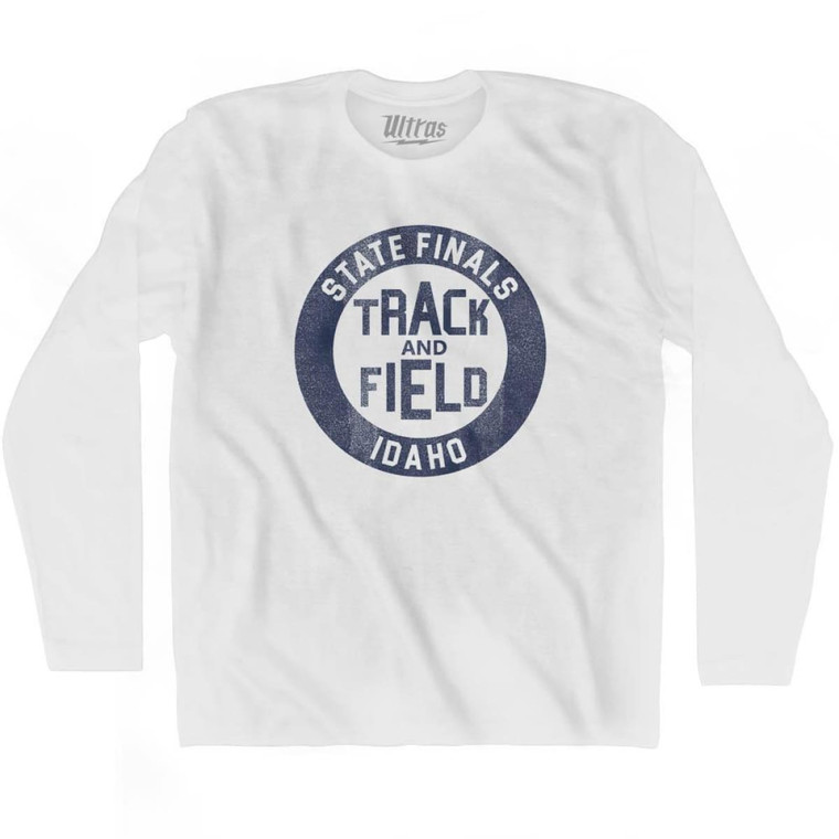 Idaho State Finals Track and Field Adult Cotton Long Sleeve T-shirt - White