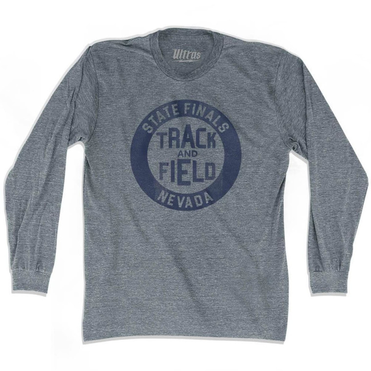 Nevada State Finals Track and Field Adult Tri-Blend Long Sleeve T-shirt-Athletic Grey