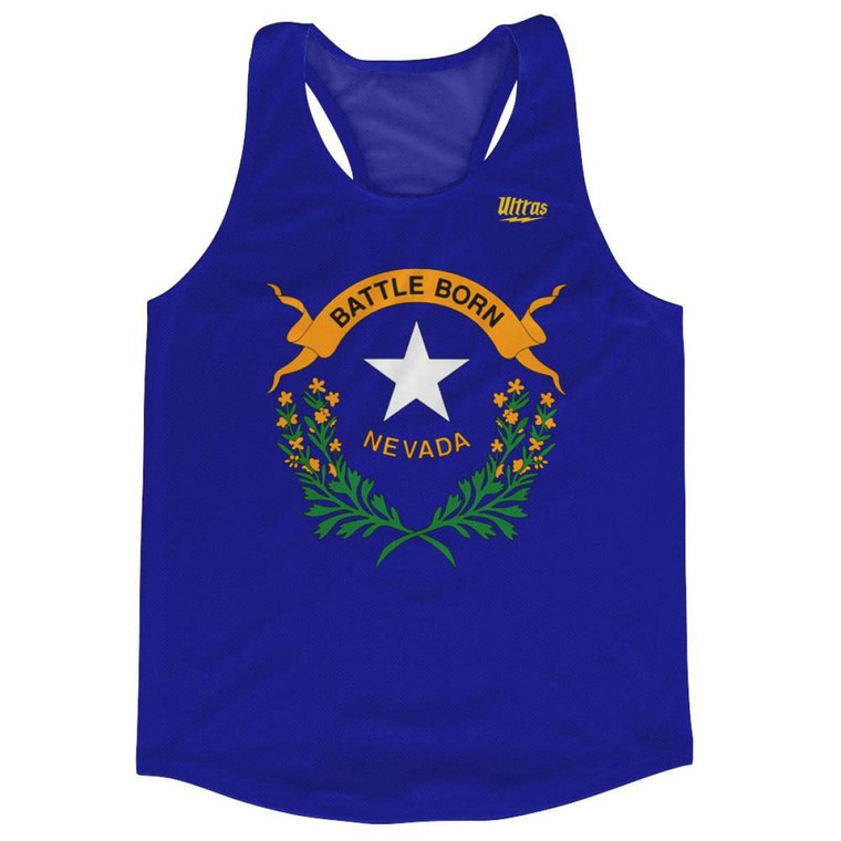 Nevada State Flag Running Tank Top Racerback Track and Cross Country Singlet Jersey Made In USA - Royal Blue