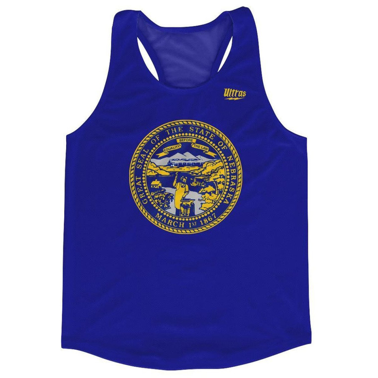 Nebraska State Flag Running Tank Top Racerback Track and Cross Country Singlet Jersey Made In USA-Royal Blue