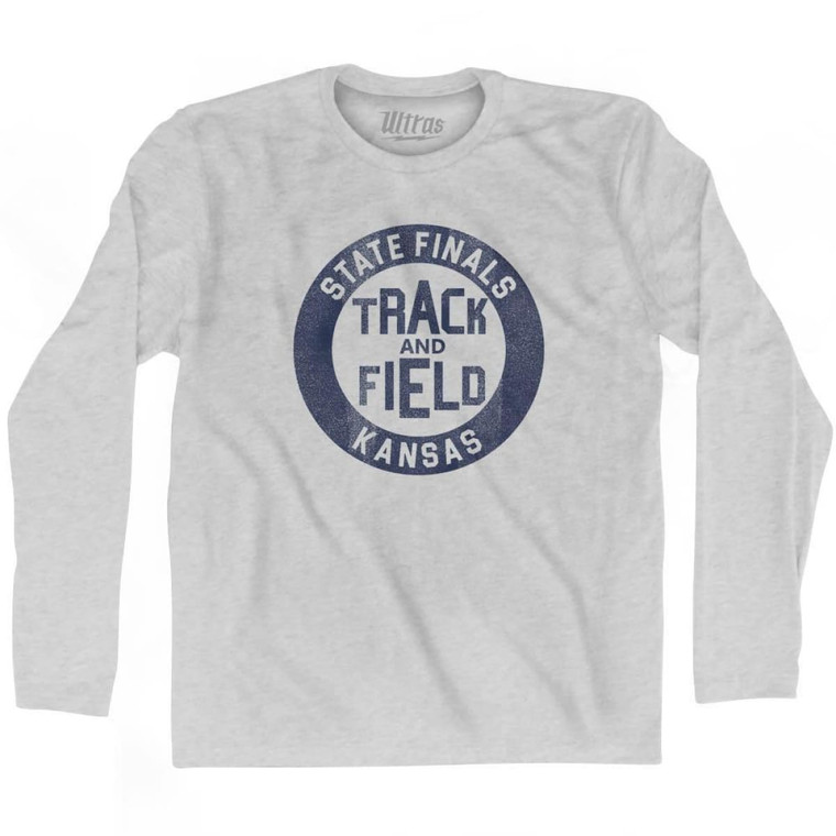 Kansas State Finals Track and Field Adult Cotton Long Sleeve T-shirt - Grey Heather