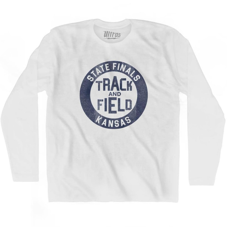 Kansas State Finals Track and Field Adult Cotton Long Sleeve T-shirt - White