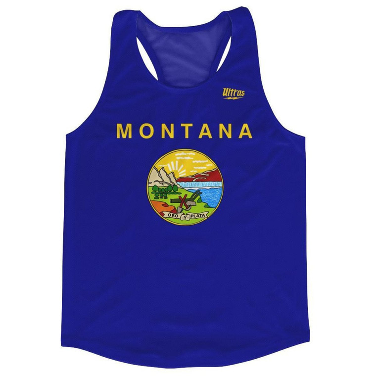 Montana State Flag Running Tank Top Racerback Track and Cross Country Singlet Jersey Made In USA - Royal Blue