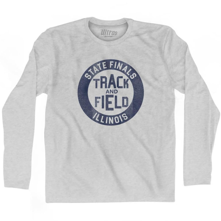 Illinois State Finals Track and Field Adult Cotton Long Sleeve T-shirt - Grey Heather