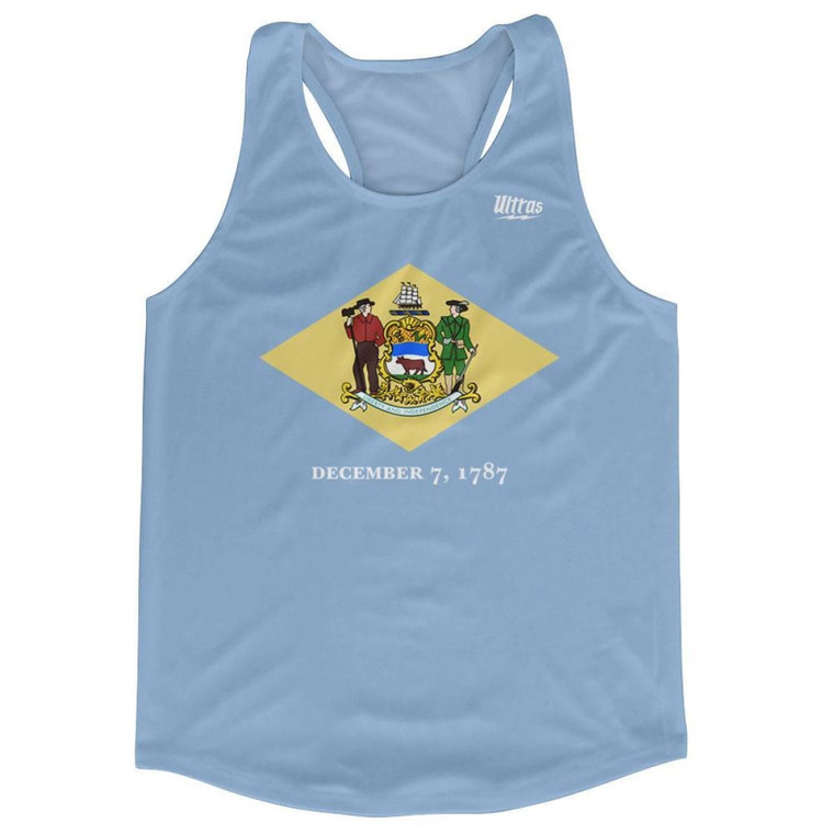 Delaware State Flag Running Tank Top Racerback Track and Cross Country Singlet Jersey Made In USA - Light Blue