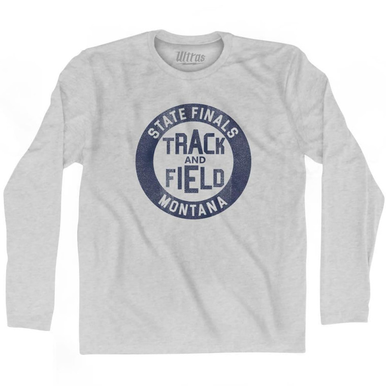 Montana State Finals Track and Field Adult Cotton Long Sleeve T-shirt - Grey Heather