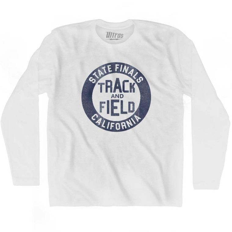 California State Finals Track and Field Adult Cotton Long Sleeve T-shirt-White