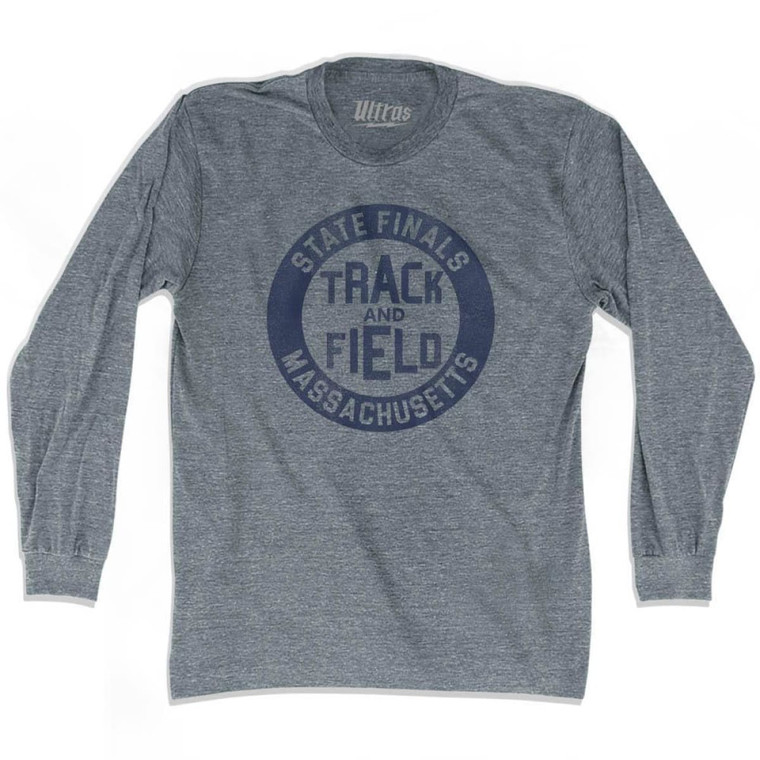 Massachusetts State Finals Track and Field Adult Tri-Blend Long Sleeve T-shirt-Athletic Grey