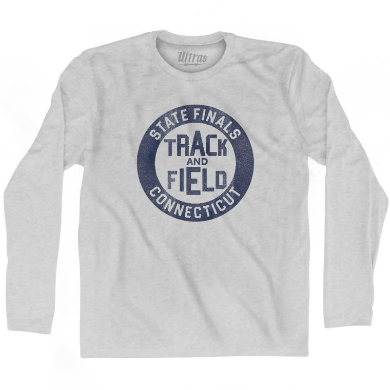 Connecticut State Finals Track and Field Adult Cotton Long Sleeve T-shirt - Grey Heather