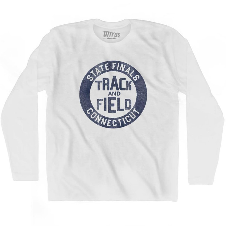 Connecticut State Finals Track and Field Adult Cotton Long Sleeve T-shirt - White