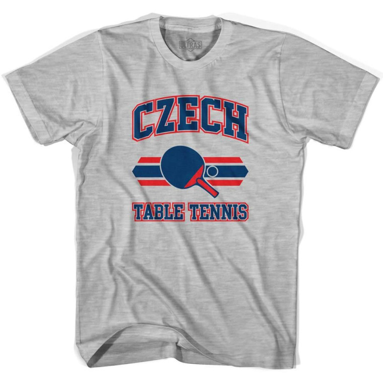 Czech Republic Table Tennis Adult Cotton T-shirt - Grey Heather