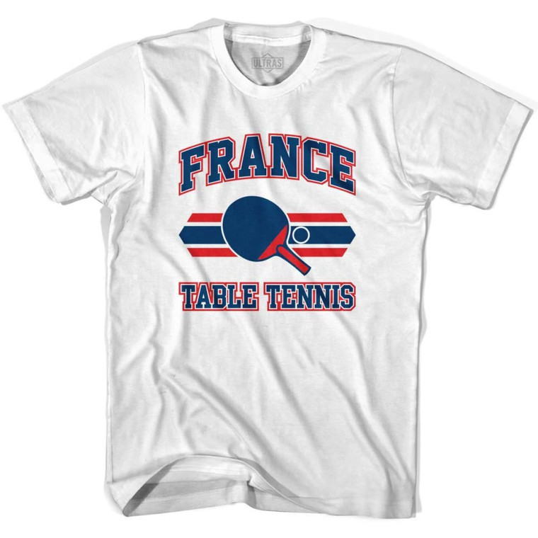 France Table Tennis Adult Cotton T-shirt - White