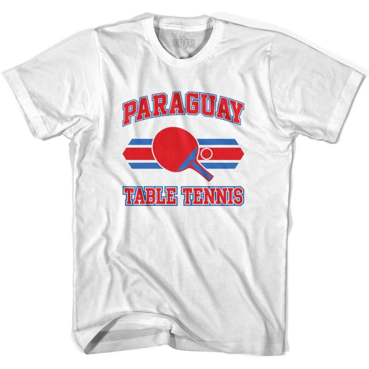 Paraguay Table Tennis Adult Cotton T-shirt - White