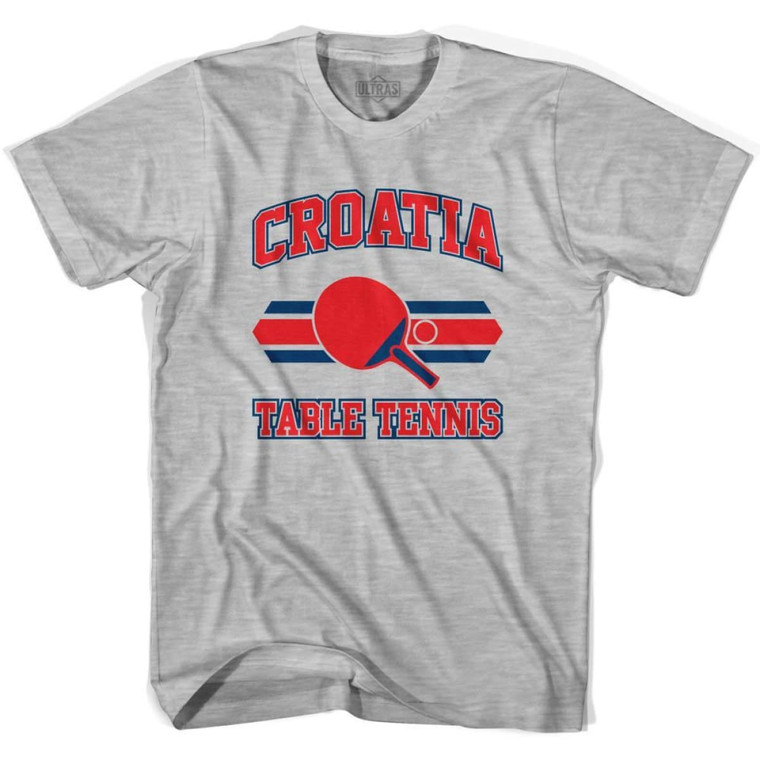Croatia Table Tennis Adult Cotton T-shirt-Grey Heather