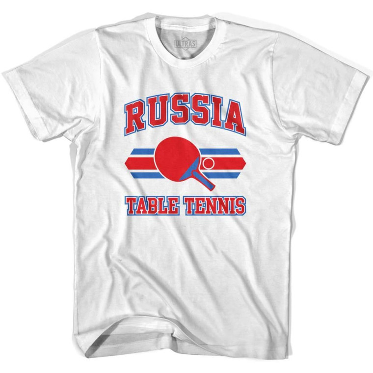 Russia Table Tennis Adult Cotton T-shirt - White