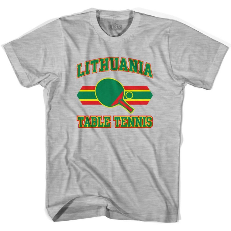 Lithuania Table Tennis Adult Cotton T-shirt - Grey Heather