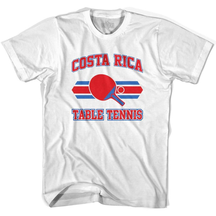 Costa Rica Table Tennis Adult Cotton T-shirt - White