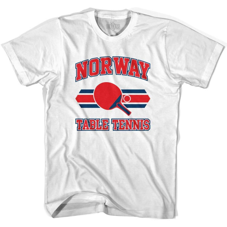 Norway Table Tennis Adult Cotton T-shirt-White