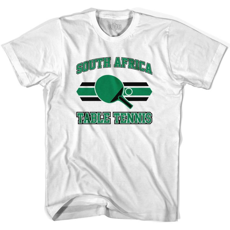 South Africa Table Tennis Adult Cotton T-shirt - White