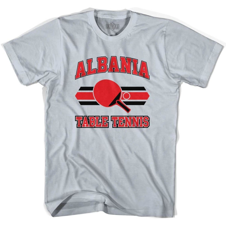 Albania Table Tennis Adult Cotton T-Shirt - Cool Grey