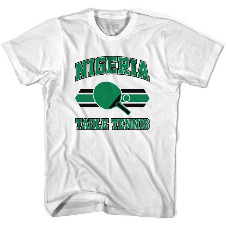 Nigeria Table Tennis Adult Cotton T-shirt - White