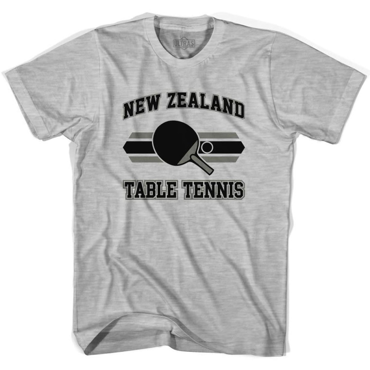 New Zealand Table Tennis Adult Cotton T-shirt-Grey Heather