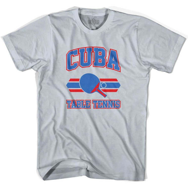 Cuba Table Tennis Adult Cotton T-Shirt-Cool Grey
