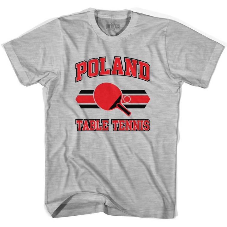 Poland Table Tennis Adult Cotton T-shirt-Grey Heather