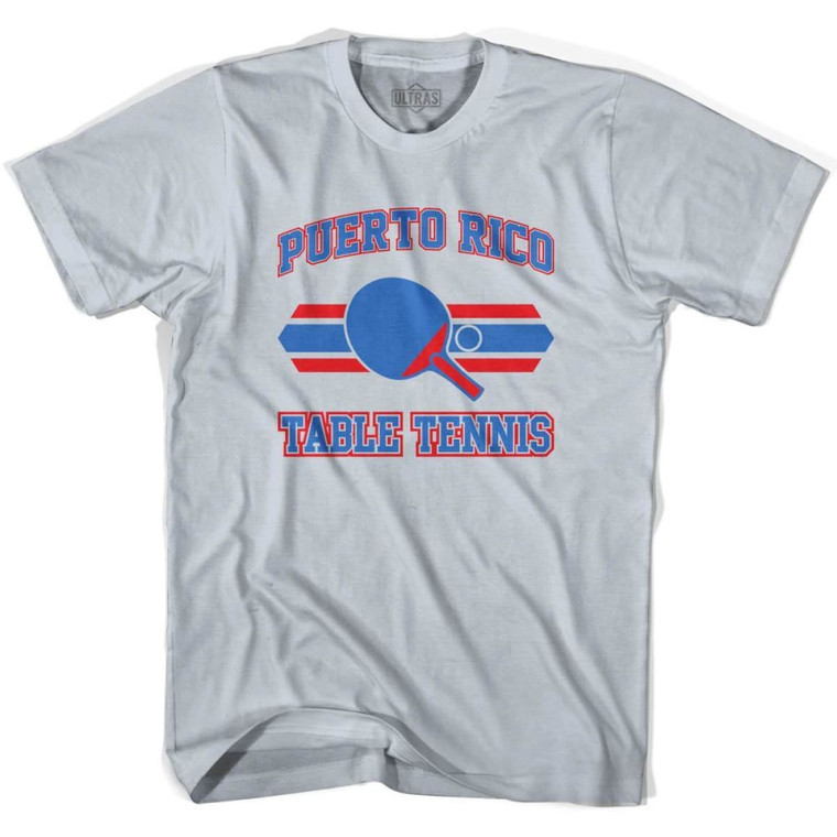 Puerto Rico Table Tennis Adult Cotton T-Shirt - Cool Grey