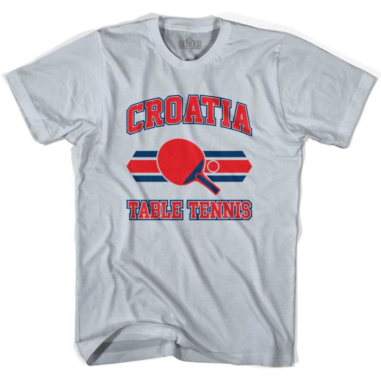 Croatia Table Tennis Adult Cotton T-Shirt - Cool Grey