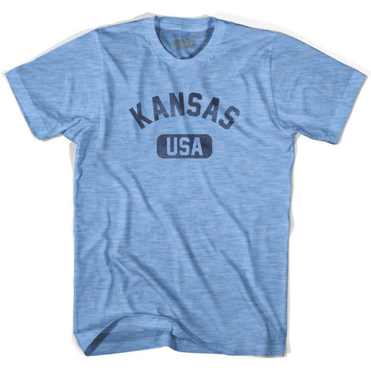 Kansas USA Adult Tri-Blend T-shirt - Athletic Blue