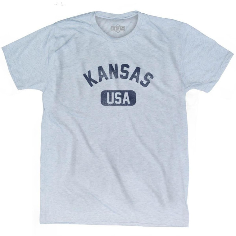 Kansas USA Adult Tri-Blend T-shirt - Athletic White