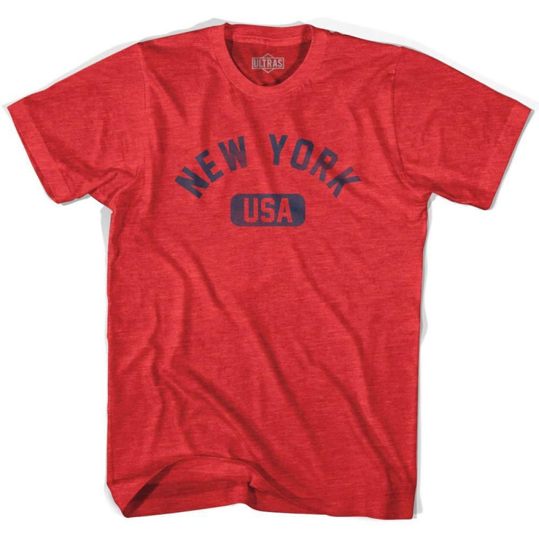 New York USA Adult Tri-Blend T-shirt - Heather Red