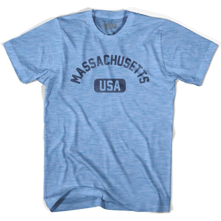 Massachusetts USA Adult Tri-Blend T-shirt - Athletic Blue