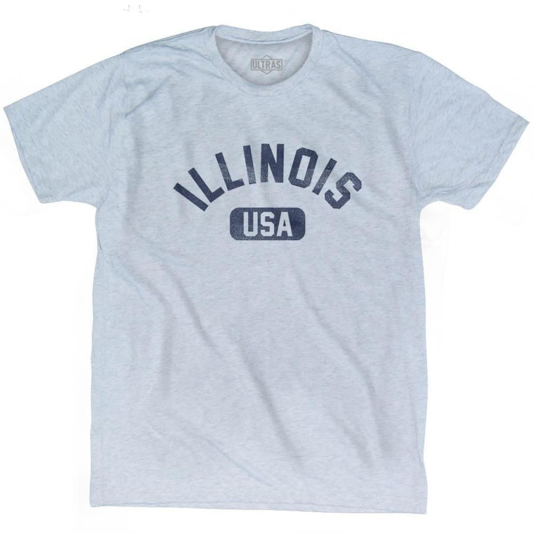 Illinois USA Adult Tri-Blend T-shirt - Athletic White