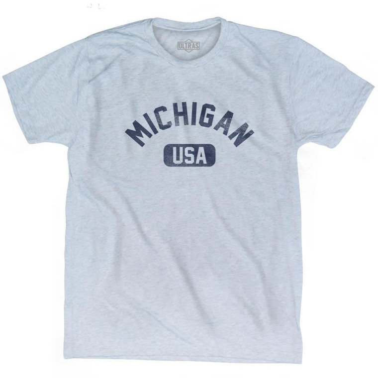 Michigan USA Adult Tri-Blend T-shirt-Athletic White