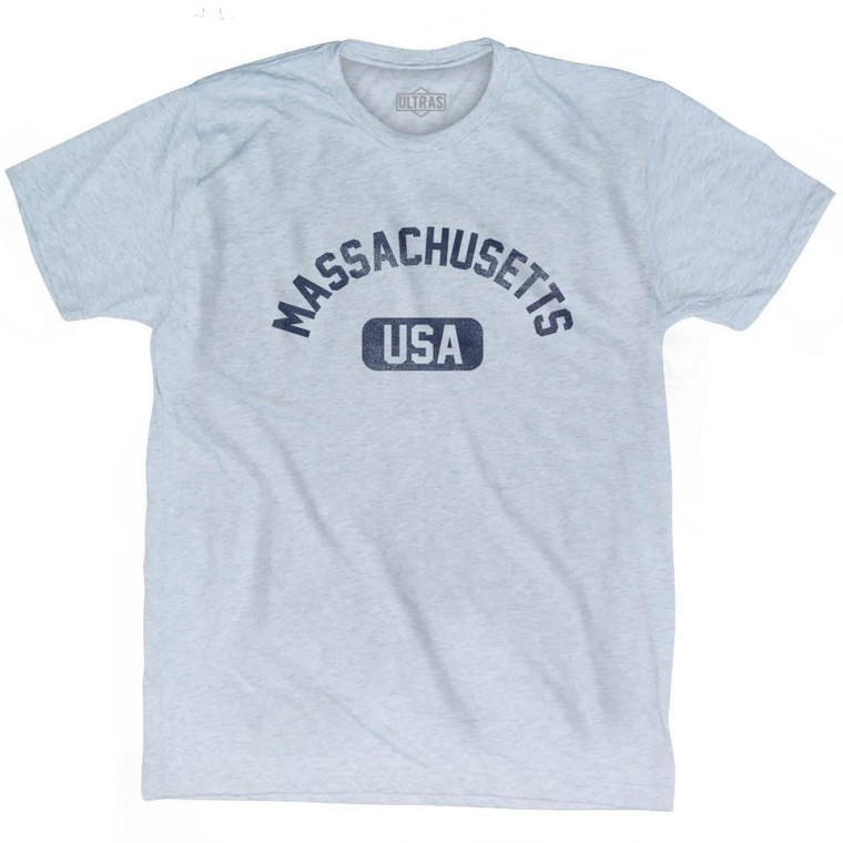 Massachusetts USA Adult Tri-Blend T-shirt - Athletic White