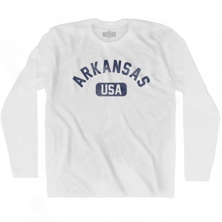 Arkansas USA Adult Cotton Long Sleeve T-shirt - White