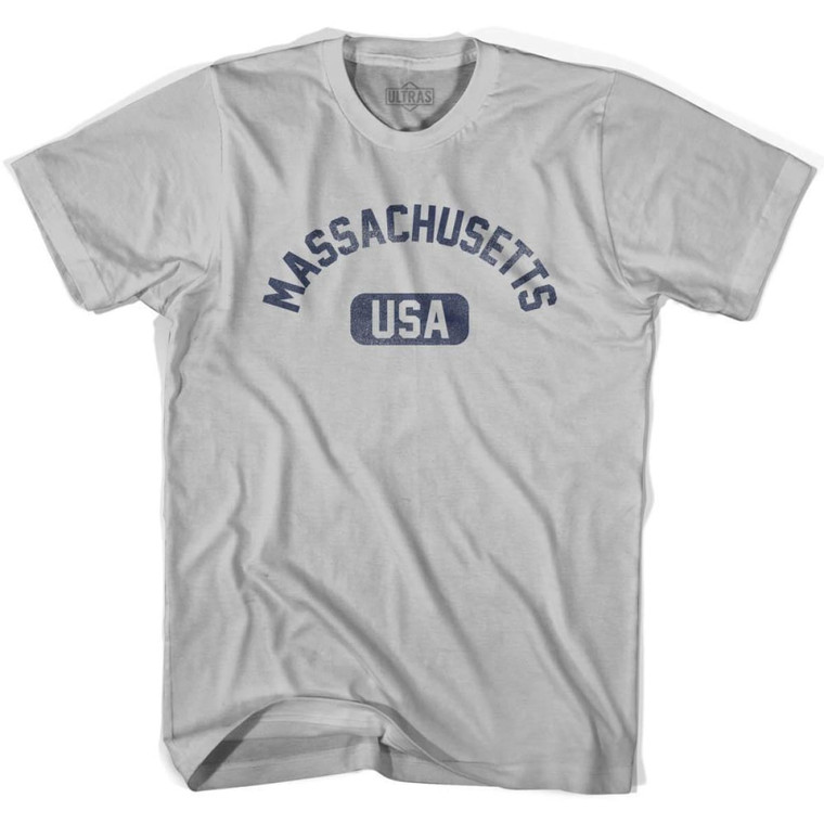 Massachusetts USA Adult Cotton T-shirt - Cool Grey