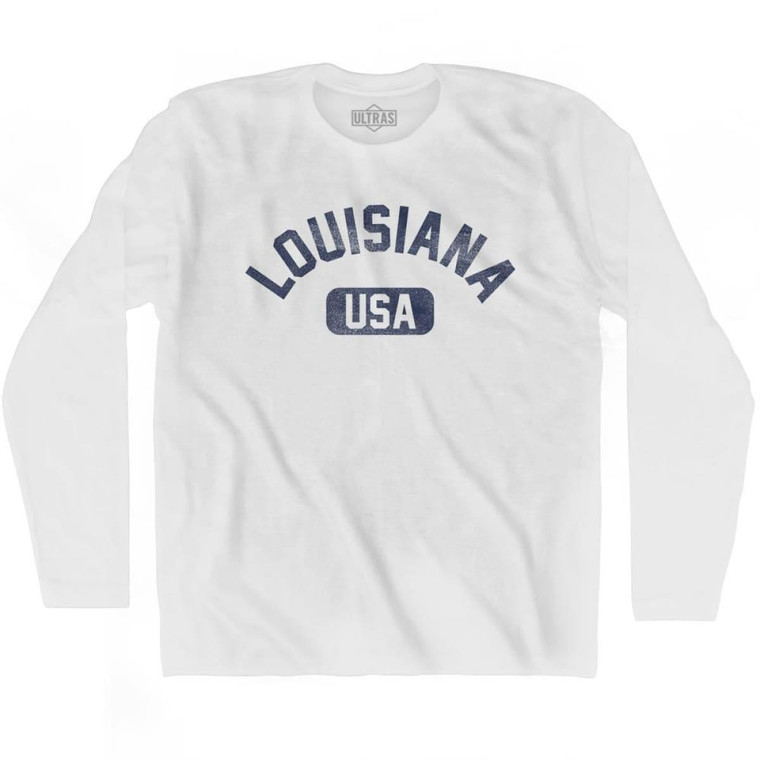 Louisiana USA Adult Cotton Long Sleeve T-shirt-White