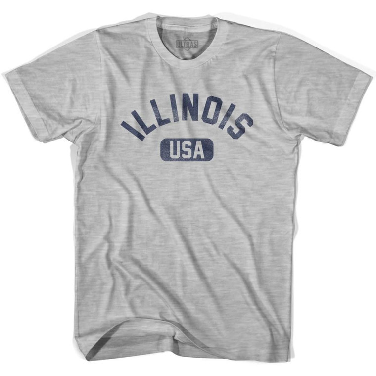 Illinois USA Womens Cotton T-shirt-Grey Heather