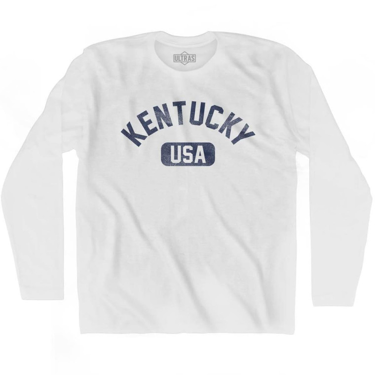 Kentucky USA Adult Cotton Long Sleeve T-shirt - White