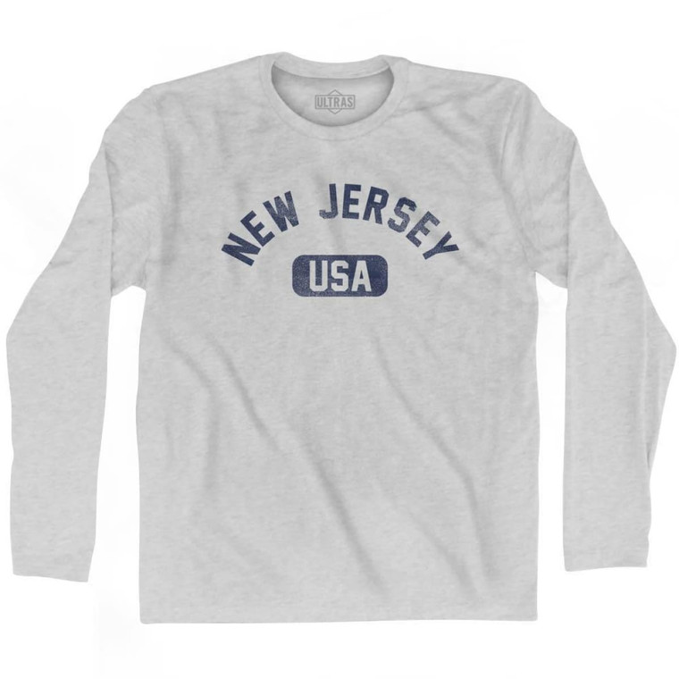 New Jersey USA Adult Cotton Long Sleeve T-shirt - Grey Heather