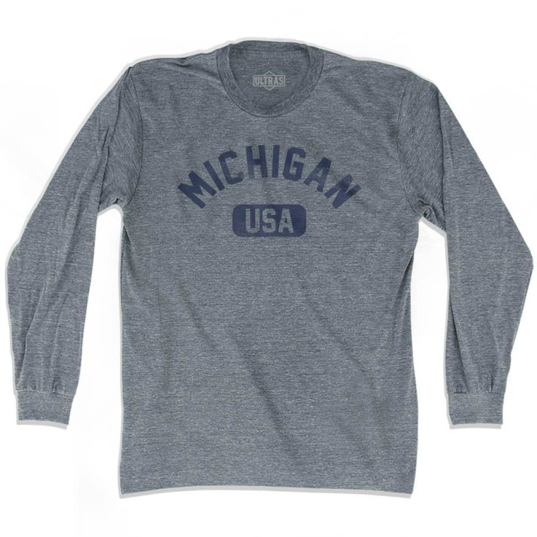 Michigan USA Adult Tri-Blend Long Sleeve T-shirt - Athletic Grey