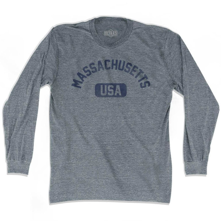 Massachusetts USA Adult Tri-Blend Long Sleeve T-shirt - Athletic Grey