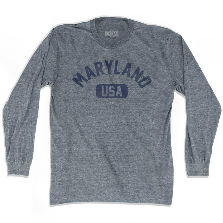 Maryland USA Adult Tri-Blend Long Sleeve T-shirt - Athletic Grey