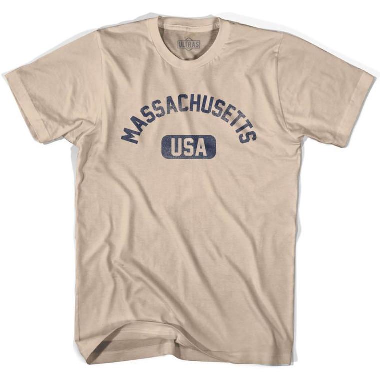 Massachusetts USA Adult Cotton T-shirt - Creme