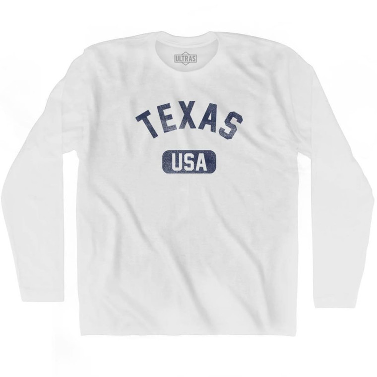Texas USA Adult Cotton Long Sleeve T-shirt - White