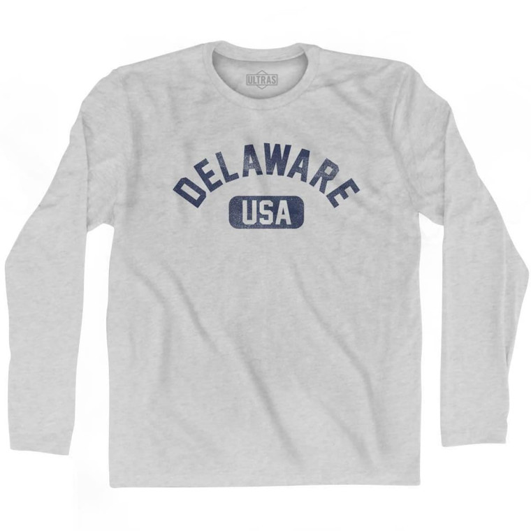 Delaware USA Adult Cotton Long Sleeve T-shirt-Grey Heather
