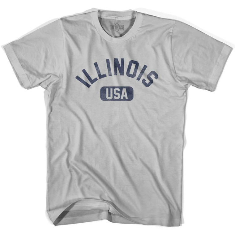 Illinois USA Adult Cotton T-shirt - Cool Grey